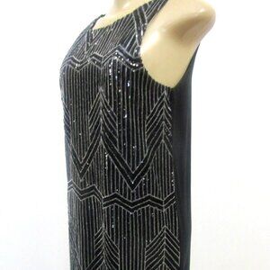 Everly Black & Silver Sequined Sleeveless Dress Size M Lined Evening